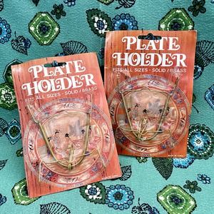 Plate Holder Hanger for the Wall Pair Fits All Sizes Brass New Old Stock NOS